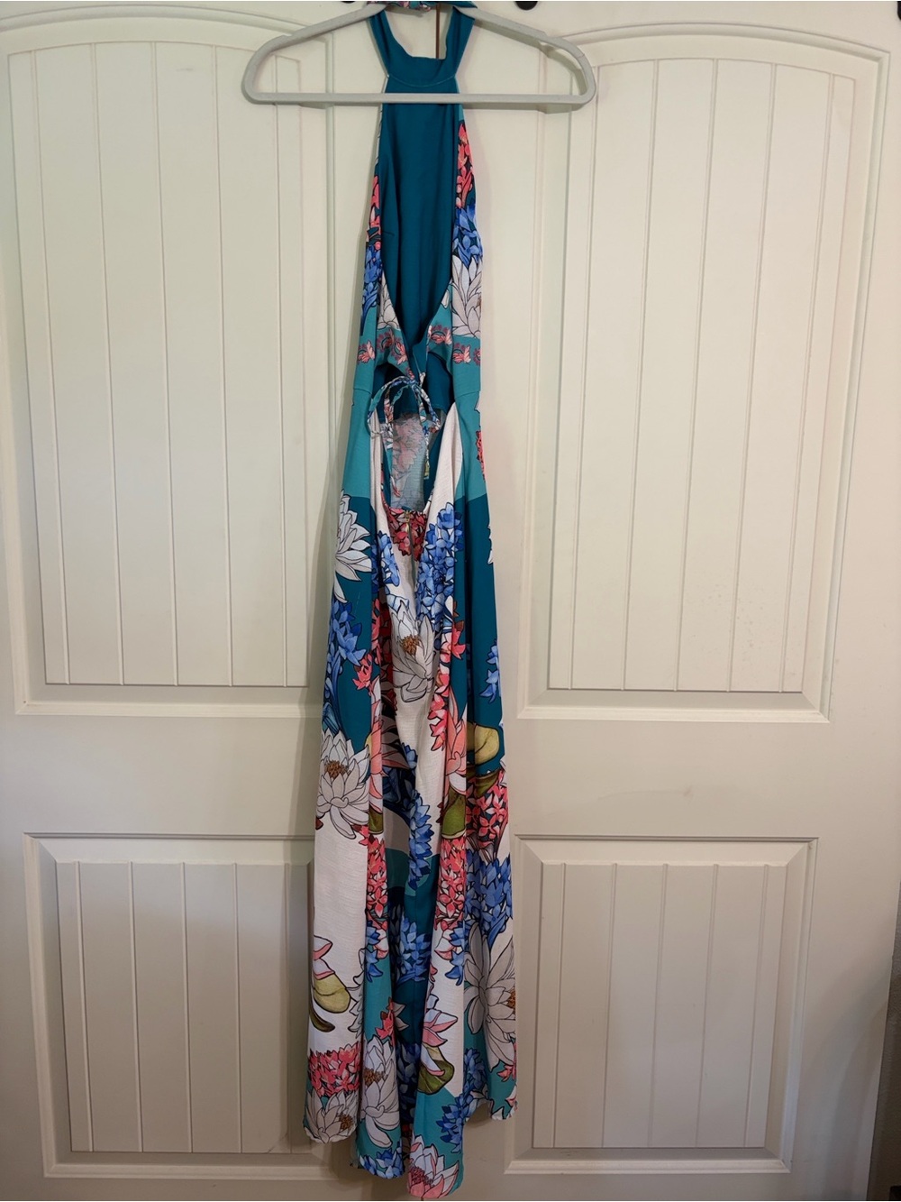 Agua Bendita Teal Floral Halter Top Dress Size M - Picture 6 of 11